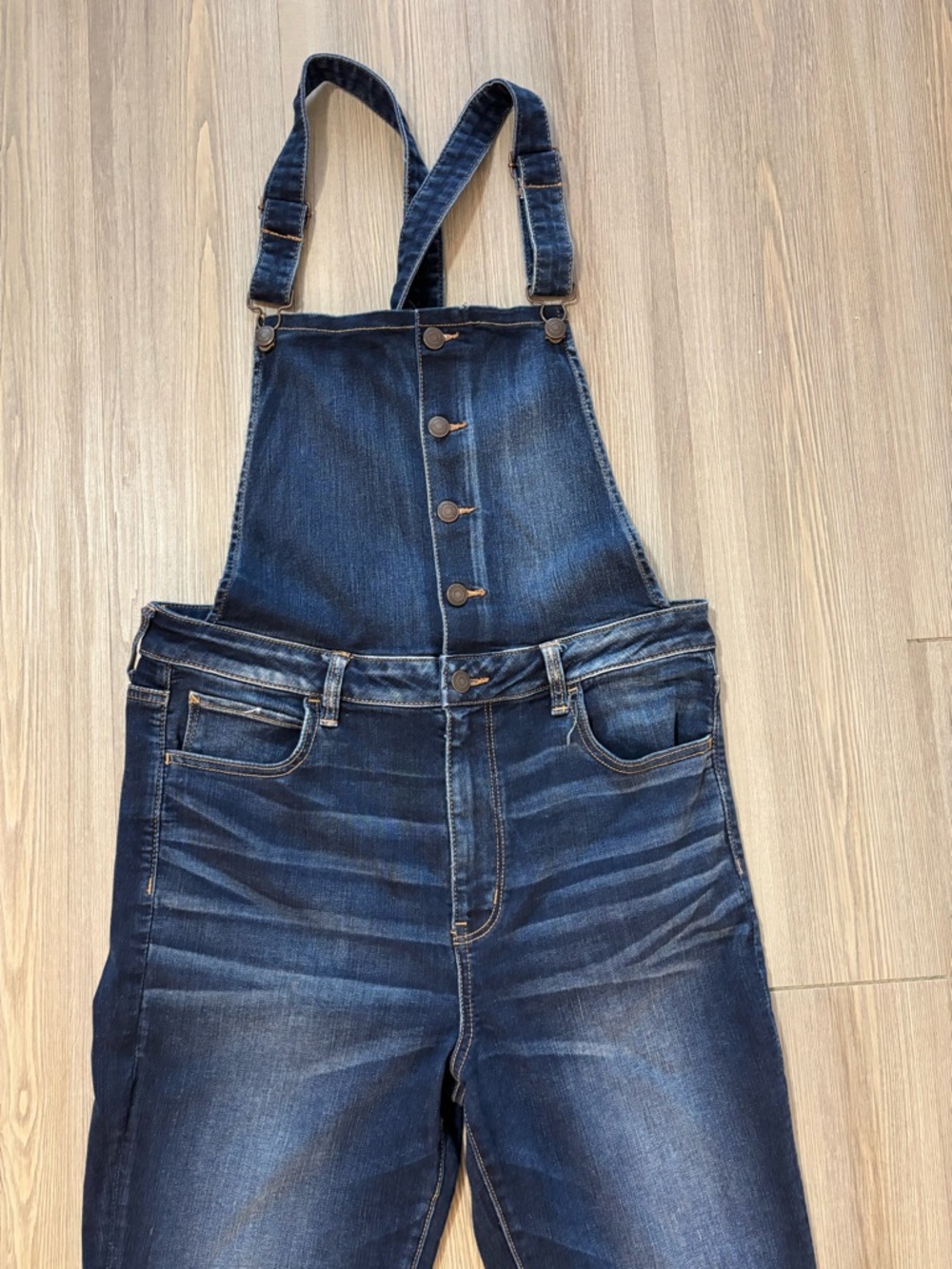 American Eagle Outfitters Dark Blue Denim Women's Jegging Overalls - Picture 2 of 14
